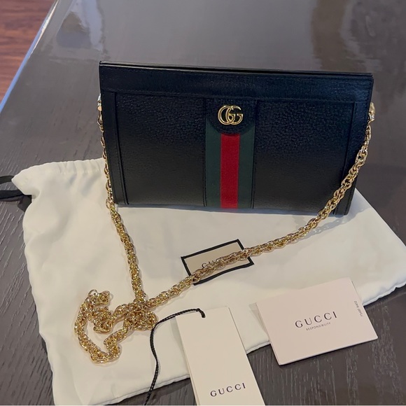 Gucci Ophidia Small Web Shoulder Bag Black Leather - Picture 8 of 17